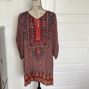 Tolani Silk Tunic 3/4 sleeve w/rouging sz Med